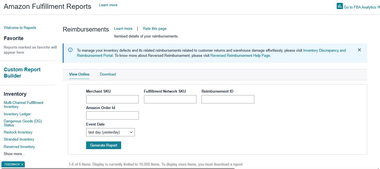 Amazon FBA reimbursement claim